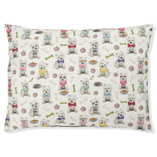 White Westies with Accessories Whimsical Pet Bed