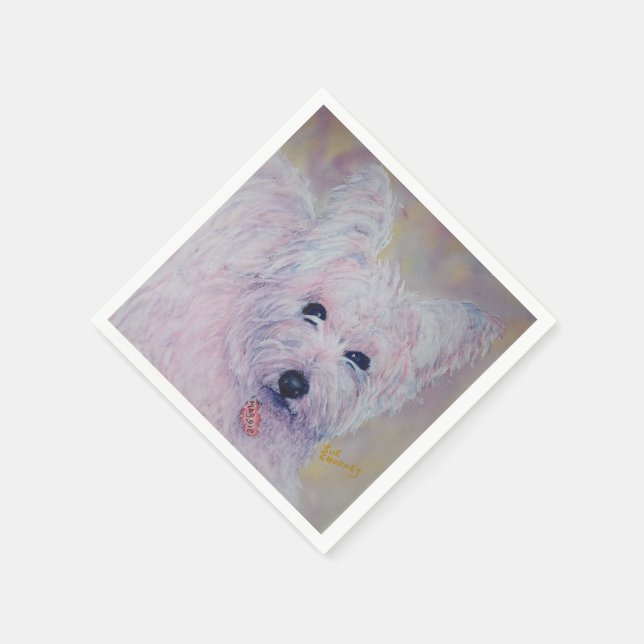 WHITE WESTY HIGHLAND PAPER NAPKINS (Corner)