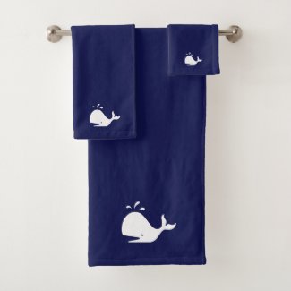 White Whale Fish on Navy Blue