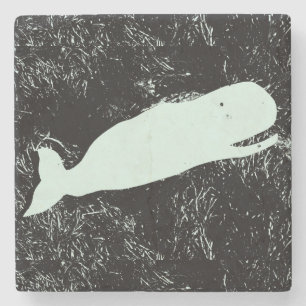 white whale marble stone coaster