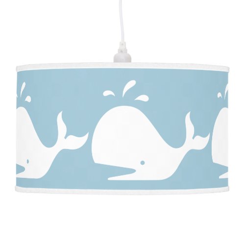 White WHALE on blue background Ceiling Lamp