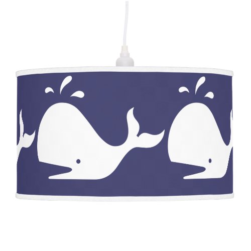 White WHALE on blue background Ceiling Lamp