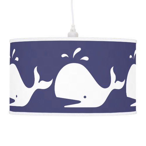 White WHALE on blue background Pendant Lamp