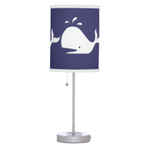 White WHALE on blue background Table Lamp