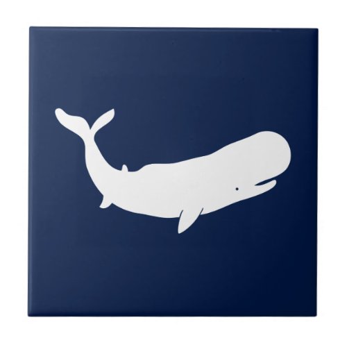 White Whale on Blue Ceramic Tile