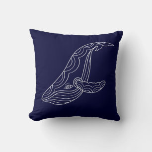 White Whale on BLUE PILLOW