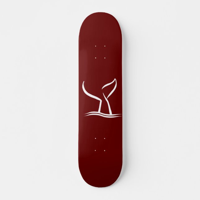White Whale Tail Dark Red Skateboard (Front)