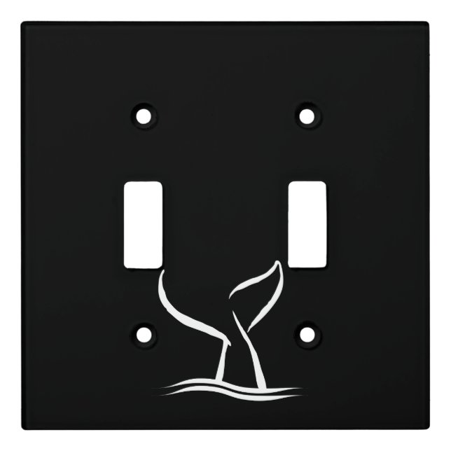 White Whale Tail on Black Light Switch Cover (Front)