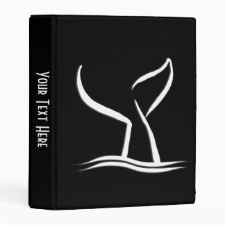 White Whale Tail on Black Personalized Mini Binder