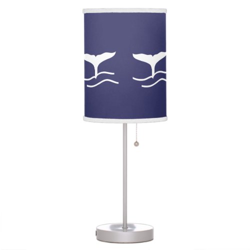 White Whale tails on blue background Table Lamp