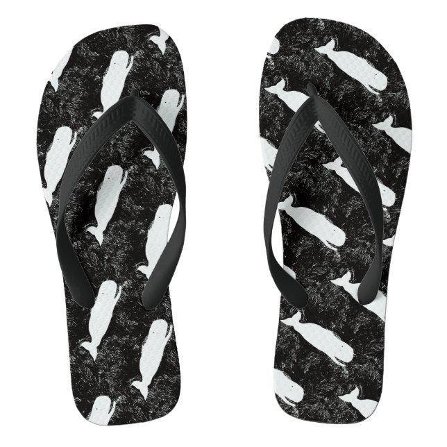 white whales black flip flops (Footbed)