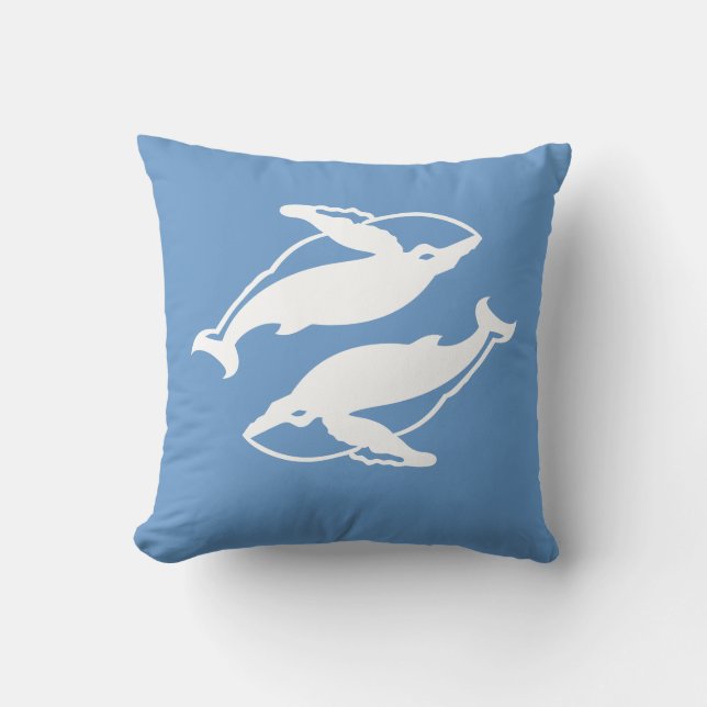 white whales  on  blue pillow (Front)
