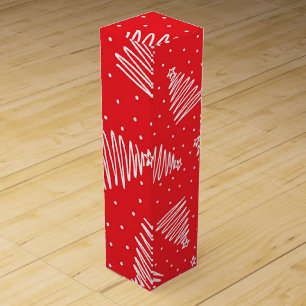 White Whimsical Christmas Tree Wine Gift Box