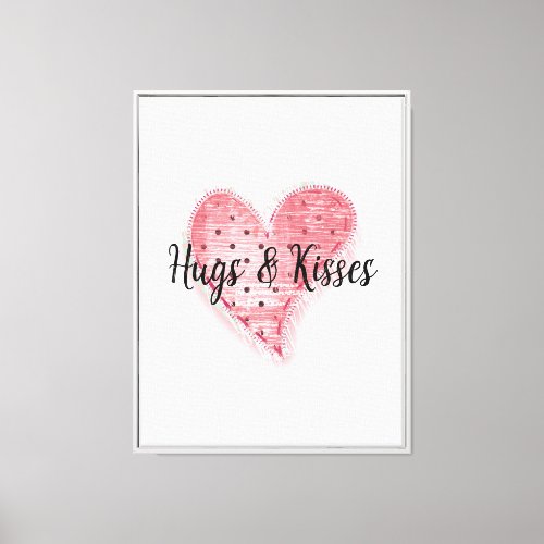 White Whimsical Pink Dotted Heart Canvas Print