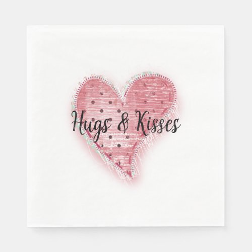 White Whimsical Pink Dotted Heart Napkins