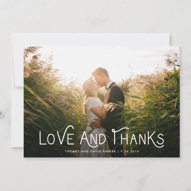 White Whimsical Typography | Thank You Photo Card (Front)