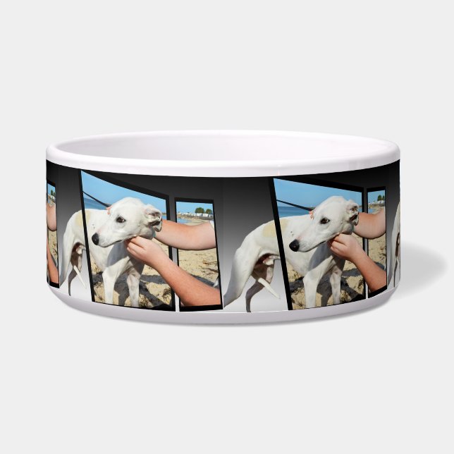 White Whippet Dog Dimensional Art,   Bowl (Front)
