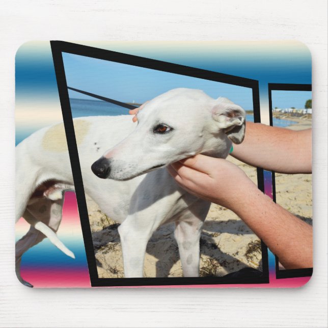 White Whippet Dog Dimensional Art, Mouse Pad (Front)
