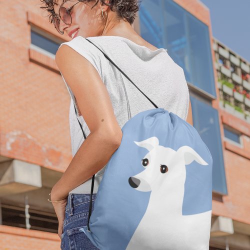 White Whippet or Italian Greyhound Drawstring Bag