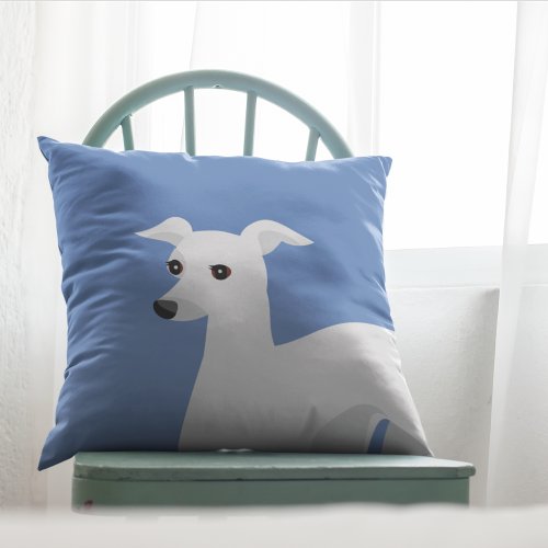 White Whippet or Italian Greyhound Throw Pillow