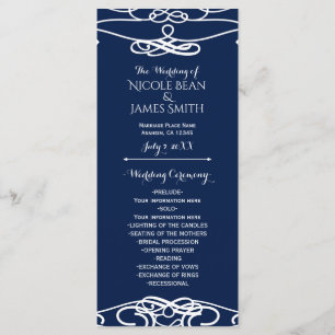 White & White Vintage Elegant Wedding Program