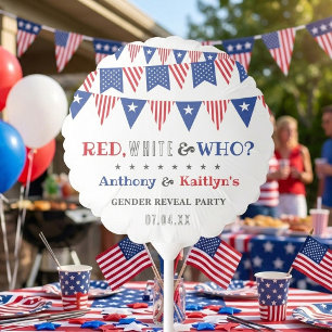 White & Who? 4th Of July Gender Reveal Party Balloon