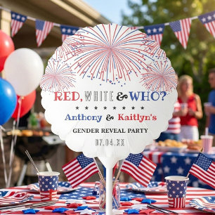 White & Who? 4th Of July Gender Reveal Party Balloon