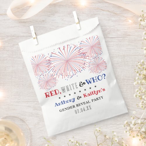 White  Who 4th Of July Gender Reveal Party Favor Bag