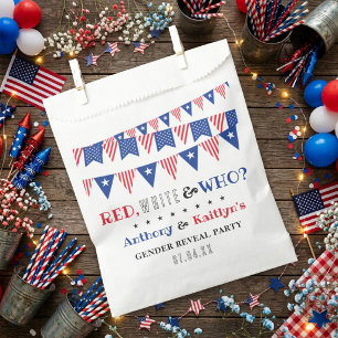 White & Who? 4th Of July Gender Reveal Party Favor Bag