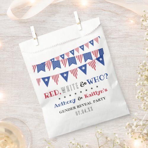 White  Who 4th Of July Gender Reveal Party Favor Bag