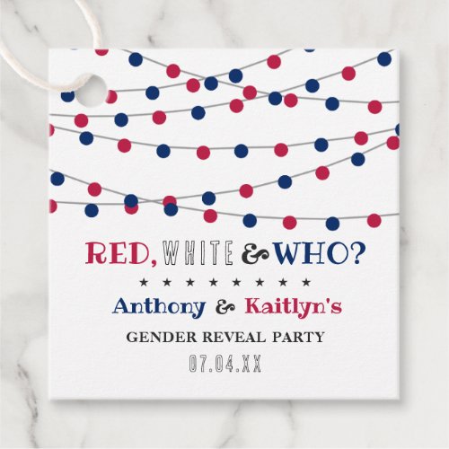White  Who 4th Of July Gender Reveal Party Favor Tags