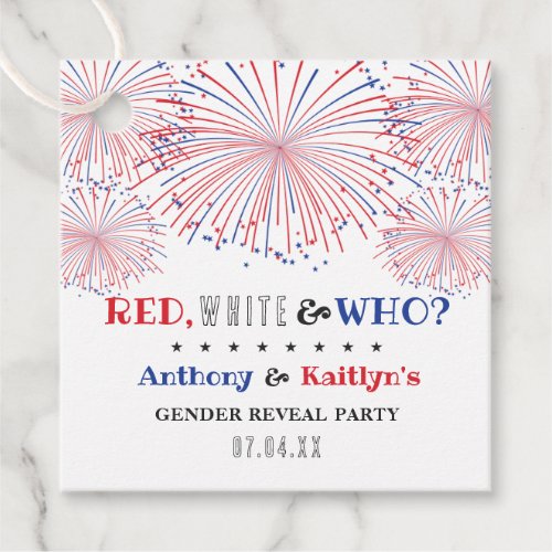 White  Who 4th Of July Gender Reveal Party Favor Tags