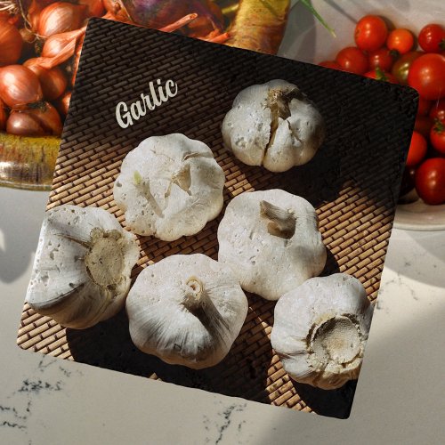 White Whole Cloves of Garlic Rustic Kitchen Trivet