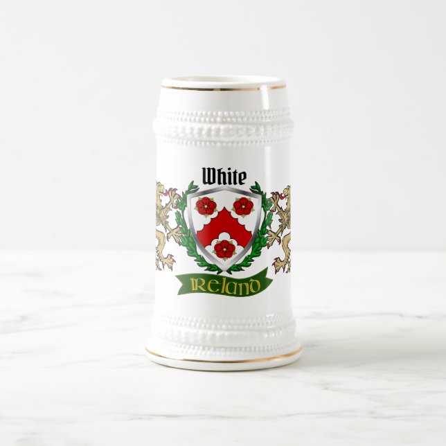 White/Whyte Irish Shield Beer Stein (Center)