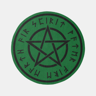 White Wiccan Pentacle Rug