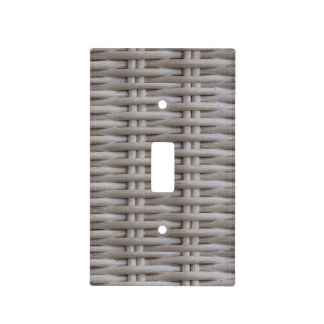 White Wicker Light Switch Cover (Front)