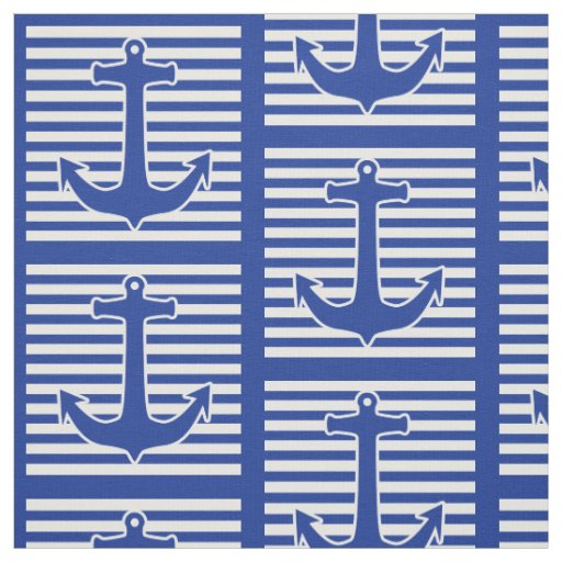 White Wide Stripes & Anchor blue + your backgr. Fabric