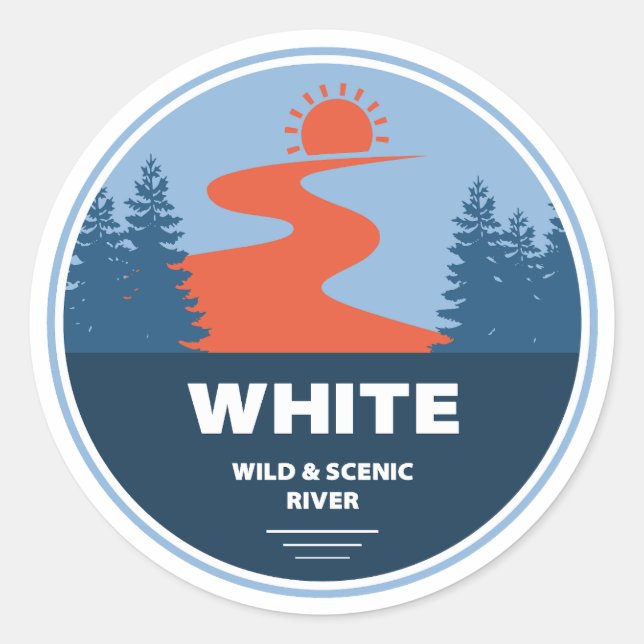 White Wild and Scenic River Oregon Classic Round Sticker (Front)