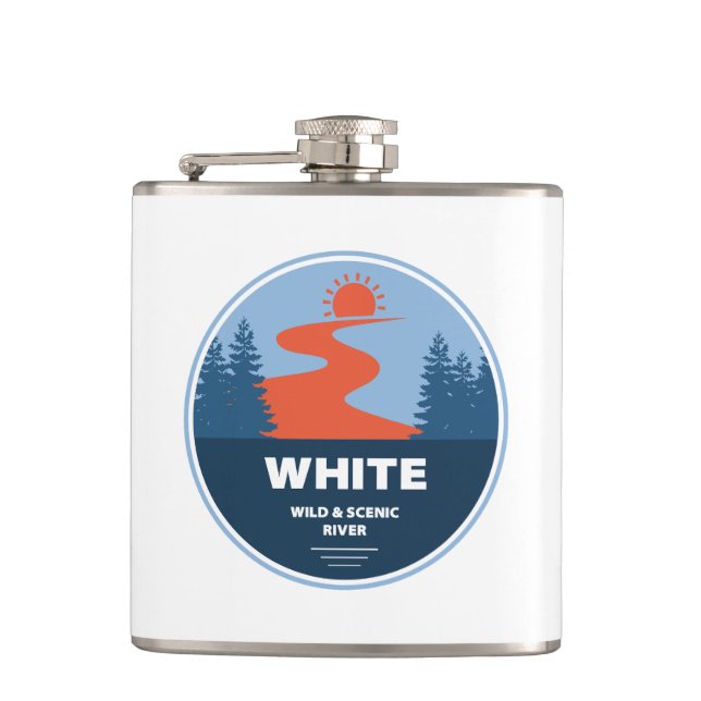 White Wild and Scenic River Oregon Flask (Front)