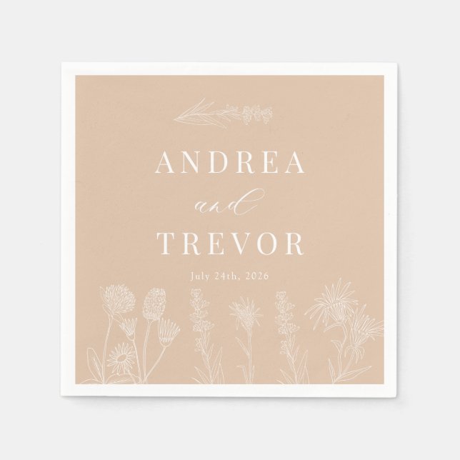 White Wild Flowers | Boho Chic Wedding Napkins (Front)