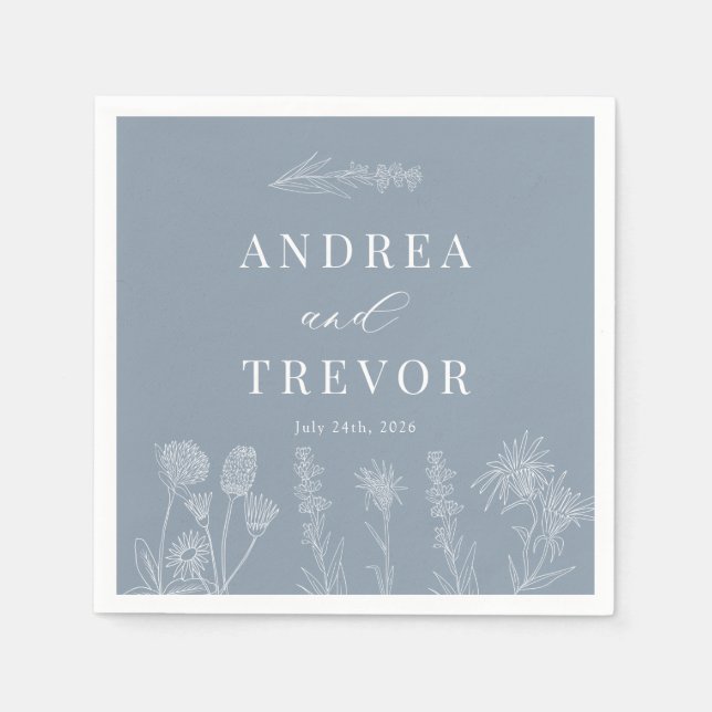 White Wild Flowers | Boho Chic Wedding Napkins (Front)