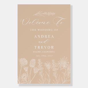 White Wild Flowers   Boho Chic Wedding Welcome  Foam Board