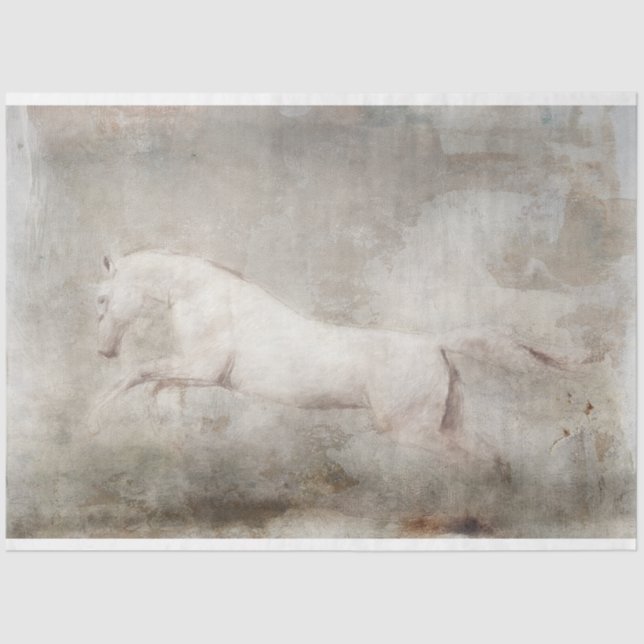 White Wild Horse Decoupage Tissue Paper (Front)