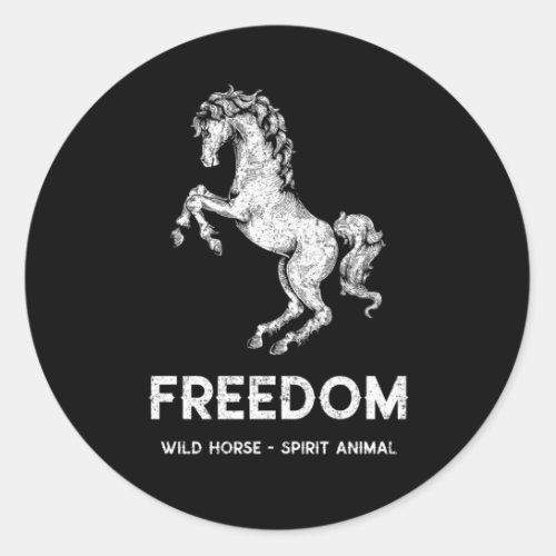 White wild horse spirit animal classic round sticker