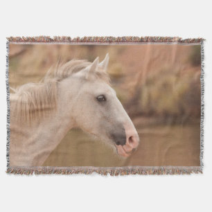 White wild horse throw blanket