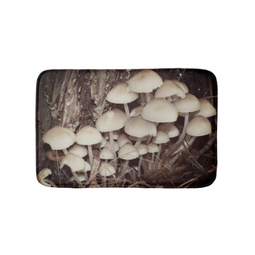 White Wild Mushroom Cluster  Bath Mat