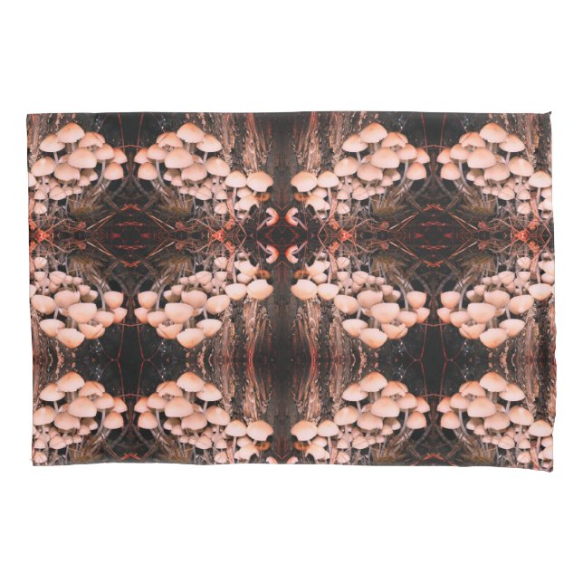 White Wild Mushrooms Abstract Nature Pattern Pillow Case (Front)