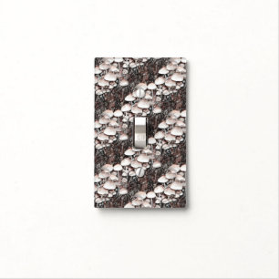 White Wild Mushrooms Nature Art Light Switch Cover