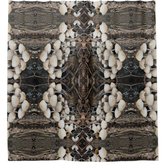 White Wild Mushrooms Nature Art Pattern    Shower Curtain (Front)