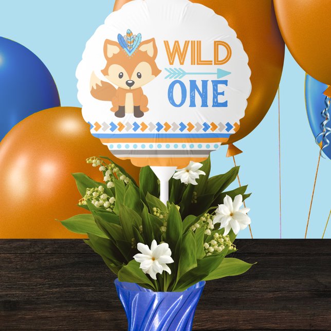 White Wild One Fox Balloon Decoration Centerpiece (Tribal Forest Fox Wild One Refillable Balloon Centerpiece Decor. Also great for One Happy Camper)